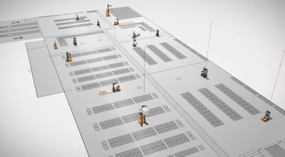 Esquema vehículos de guiado automático en funcionamiento | Toyota Material Handling